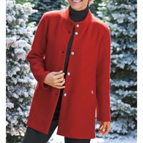 red wool car coat